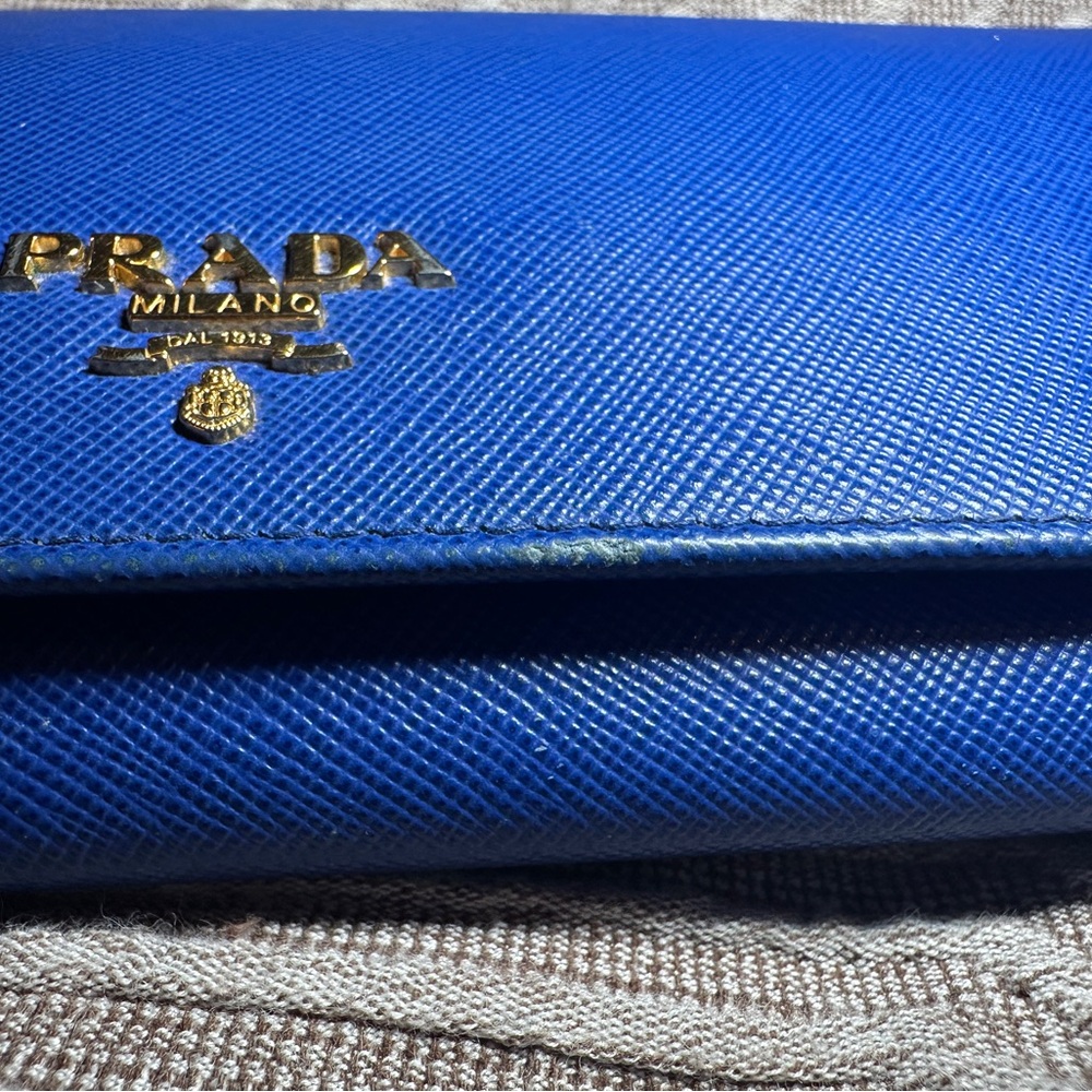 Authentic Prada Royal Blue Wallet with Gold Accents - Picture 9 of 9